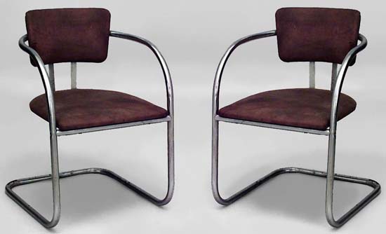 Furniture: Art Deco chromed metal chairs