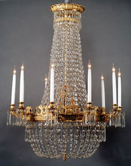 10 branche chandelier, Empire style