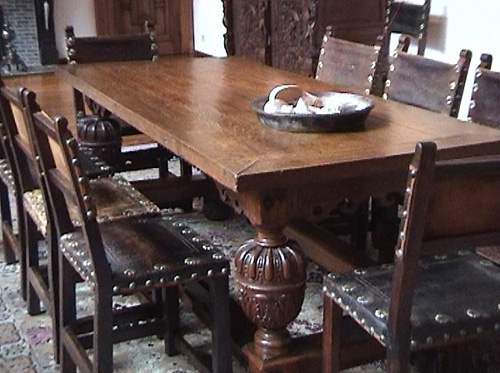 Furniture: Flemish style dining table and chairs