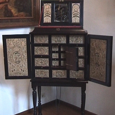 Furniture: Flemish style cabinet with embroidery doors