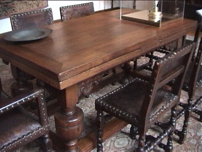 Furniture: Flemish style dining table and chairs