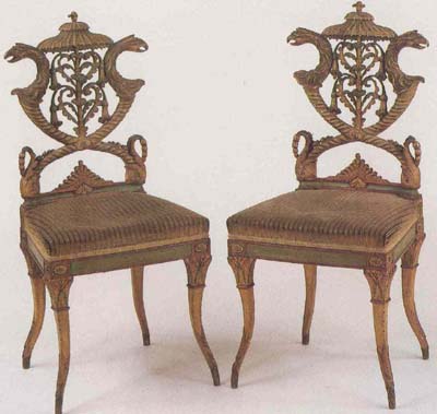 italian style furniture: polychrome painted chairs