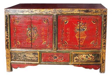 Mongolian yurt furniture 4 doors and 3 drawers cabinet, avdar, 1850