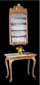 Regency furniture style mirror and side table