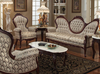 Victorian furniture style sofa and arm chairs